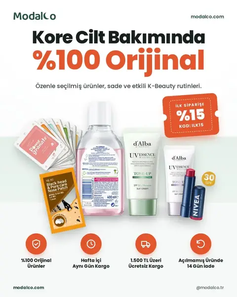Modalco sosyal medya gönderisi: ürünlerin yüzde yüz orijinal olduğunu vurgulayan görsel